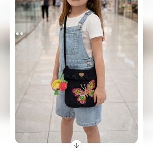 Handcrafted Black Butterfly Shoulder Bag